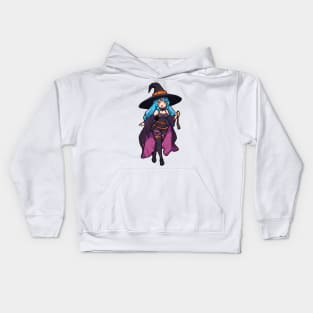 Anime girl witch halloween Kids Hoodie